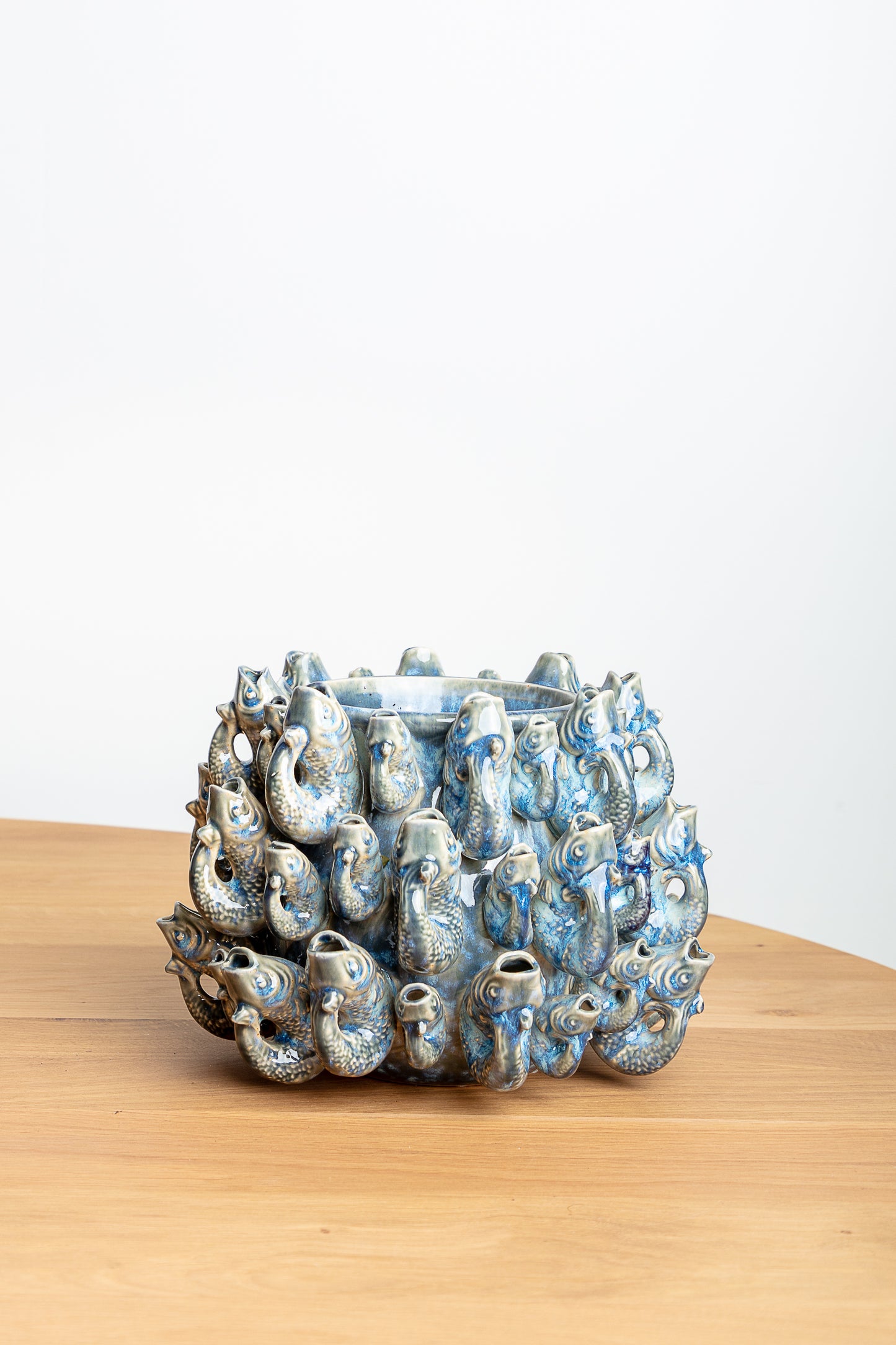 Blauwe pot vis