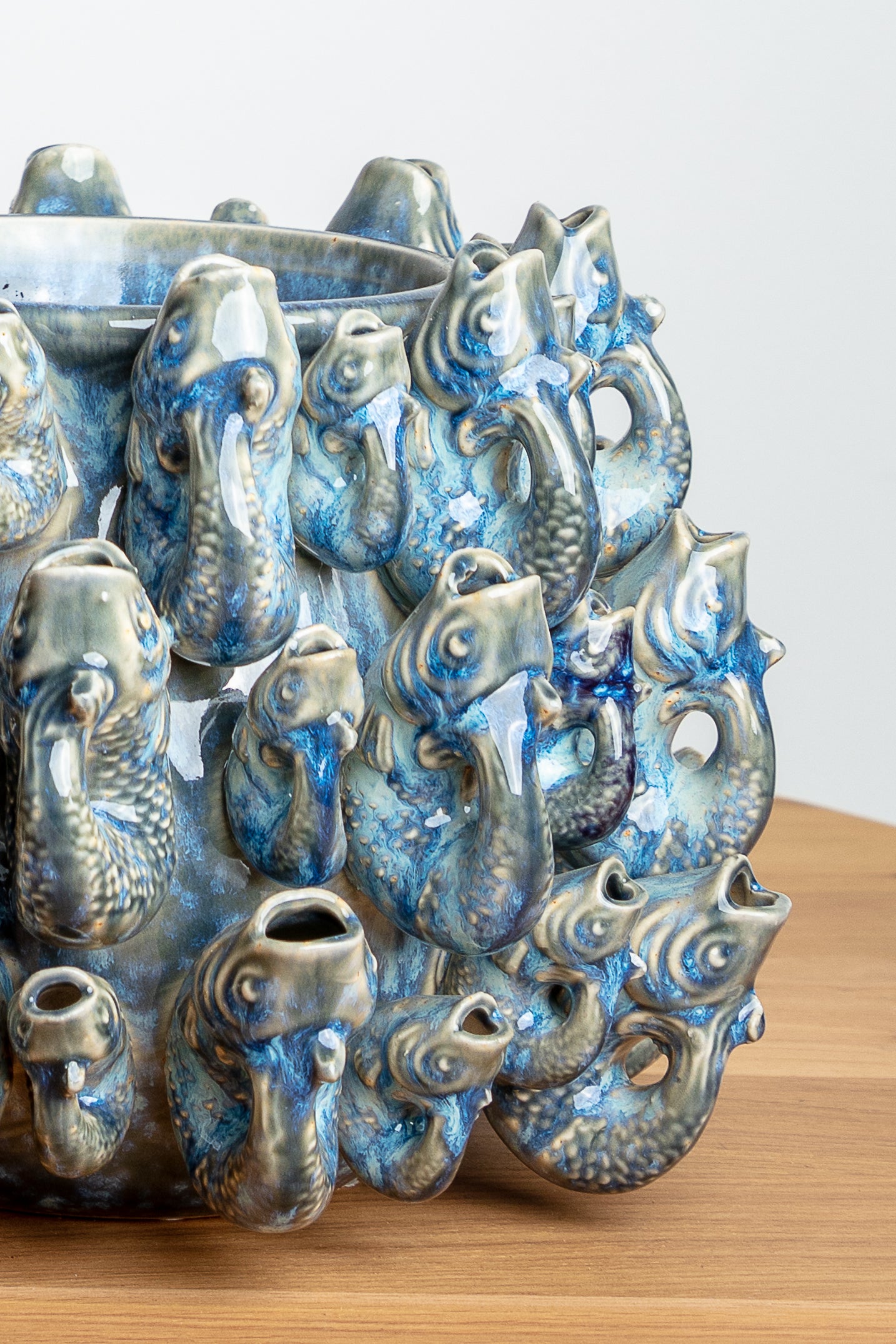 Blauwe pot vis