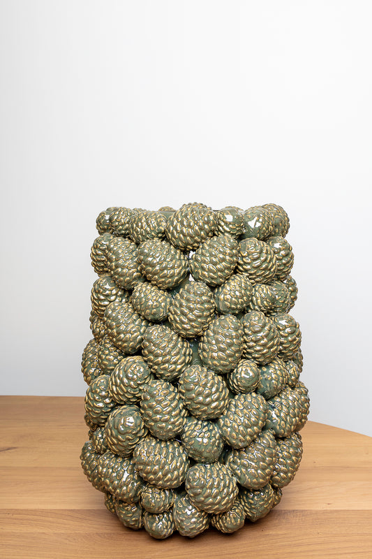 Dennenappel keramieken pot